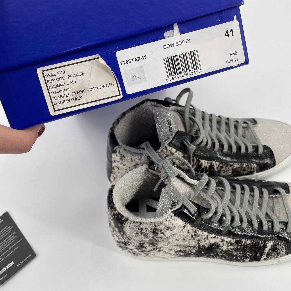 New P448 Cow Print Star High-Top Sneaker // 10.5 - Picture 9 of 11